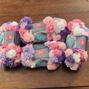 Red Heart Pom-a-Doodle Yarn Lot Of 4